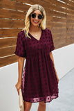 Swiss Dot Short Sleeve Chiffon Dress