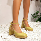 lovevvr - Women Summer Vintage Square Toe Ankle Strap Heeled Mary Janes