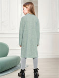 Chic & Cozy Girls' Long Knit Cardigan - Durable, Easy-Care & High-Stretch Fabric, Perfect for Spring/Fall, Versatile Casual Style