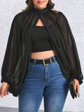 Plus Size Elegant Mock Neck Split Blouse - Flattering Chic Design with Dramatic Lantern Sleeve - Ideal for Spring & Fall, Comfortable Fit for Curvy Women