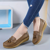 Womens Low Wedge Loafers - Lightweight & Anti-slip Slip-Ons - Comfortable Soft Sole Solid Color Flats for Everyday Style