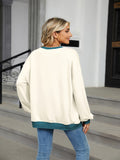 Women Autumn And Winter Solid Color Round Neck Loose Sweatshirt Sweatshirt, Block Color