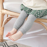 Little Girls Soft Ribbed Leggings - Stretchy Cotton Blend, Slim Fit, Solid Colors, Footless, Perfect for Everyday Style