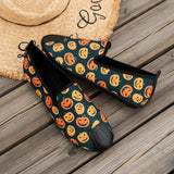 lovefery - Halloween Cream White Casual Patchwork Printing Round Comfortable Flats Shoes