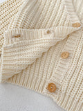 Cozy Toddler Girl's Cable Knit Cardigan - Soft Comfy Cotton, Casual Button Front, Easy Wear Sweater for Daily Life - Perfect for Little Princesses, Baby Girls' Clothing, Everyday Essential