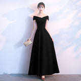 lovefery Noble Bridal Toast Clothing Host Evening Dress Cross off-Shoulder Short Sleeve Slimming Long Dress Elegant