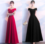 lovefery Noble Bridal Toast Clothing Host Evening Dress Cross off-Shoulder Short Sleeve Slimming Long Dress Elegant