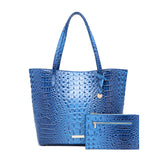 Crocodile Embossed Tote Bag Set, Elegant Shoulder Bag With Clutch Purse, Women's Office & Work Handbag