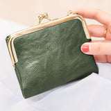 Women's Short Wallet, Vintage Clutch Coin Purse With Kuss-Lock, bifold Multifunctional Purse