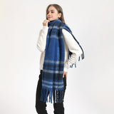 Stylish Multicolor Striped Chunky Scarf Imitation Cashmere Soft Warm Tassel Shawl Autumn Winter Windproof Inelastic Neck Guard Scarf