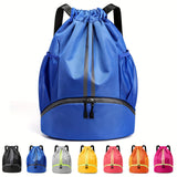 Water Resistant Striped Soft Shell Drawstring Daypack Backpack - Spacious Utility Pockets, Shoe Compartment, Mesh Panels, Cord Embellishment - Hand Wash Only, Normal Waterproof, Polyester Fiber Material