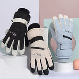 Outdoor Ski Sport Down Gloves Elastic Knit Cuff Zipper Gloves Autumn Winter Thick Warm Coldproof Non-slip Gloves