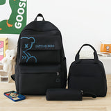 New Schoolbag For Students Female Three-piece Set Korean Version Of Color Contrast Large Capacity Backpack Insulated Box Bag