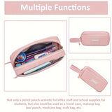 Backpack for Girls Set with Pencil Case 15.6 Inch Laptop School Bag Cute Kids Elementary College Backpacks Large Bookbags for Women Teens Students Anti Theft Travel Daypack - Pink