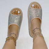 lovefery - Apricot Casual Daily Living Patchwork Rhinestone Round Comfortable Shoes