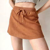 lovefery - Waffle Drawstring Skirt