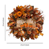 Charming Fall Welcome Wreath - 16" Pumpkin & Autumn Leaves Design, Perfect for Thanksgiving & Halloween Decor, Easy-to-Hang Fabric Door Accent