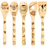 5pcs Non-Stick Bee-Themed Wooden Spoons and Spatula Set - Durable, Easy-to-Clean, and Heat-Resistant Cooking Essentials - Perfect for Cooking, Baking, and as a Thoughtful Housewarming, Summer Holiday, and College Dorm Gift