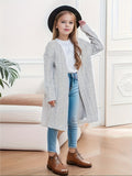 Chic & Cozy Girls' Long Knit Cardigan - Durable, Easy-Care & High-Stretch Fabric, Perfect for Spring/Fall, Versatile Casual Style