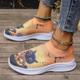 lovefery - Light Yellow Casual Sportswear Daily Patchwork Printing Rhinestone Round Comfortable Out Door Shoes