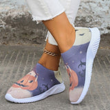 lovefery - Halloween White Casual Patchwork Printing Round Comfortable Shoes