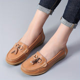 Womens Low Wedge Loafers - Lightweight & Anti-slip Slip-Ons - Comfortable Soft Sole Solid Color Flats for Everyday Style