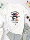 Flag scarf sunglasses Girls printed round neck T-shirt, Spring & Summer short sleeve T-shirt, Sports casual everyday top, women's wear