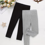 Toddler Girls 2pcs 94% Cotton Solid Leggings Set Comfy Pants For Yoga Sports Running Gift Outdoor