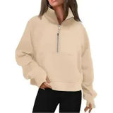 Yoga Scuba Half Zip Hoodie Jacket Designer Sweater Women's Define Workout Sport Coat Fitness Activewear Top Solid Zipper Sweatshirt Sports Gym Clothes