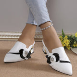 lovefery - White Casual Patchwork Pointed Out Door Wedges Shoes (Heel Height 2.75in)