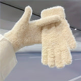 Cozy Plush Winter Gloves For Women - Warm, Stretchy Full-Finger Touchscreen Compatible Mittens In Solid Colors