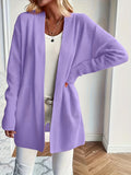 Chic Long Sleeve Knit Cardigan - Cozy Pockets & Open Front - Versatile for Casual Wear, Women's Apparel