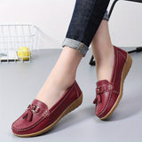 Womens Low Wedge Loafers - Lightweight & Anti-slip Slip-Ons - Comfortable Soft Sole Solid Color Flats for Everyday Style