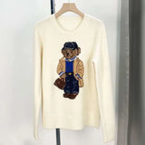 Women Sweaters Cartoon Rl Bear Women Winter Clothing Fashion Long Sleeve Knitted Pullover Cotton Wool Cotton Soft KOQ6