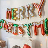 New Merry Christmas Banner Christmas Party Decoration Balloon Set (16 Inch 3D Letters) - Cute Candy Style Santa Claus Snowman Deer Foil Balloon Studio Props Paper Fan Christmas Party Supplies, Christmas Decoration Supplies Banner