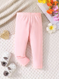 5pcs Baby's Casual Cotton Pants, Multi-color Elastic Waist Trousers, Infant & Toddler Girl's Clothing