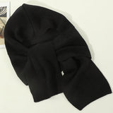 Basic Solid Color Hooded Scarf, Classic Warm Imitation Wool Hat Scarf 2 In 1, Winter Windproof Ear Protection Cap Scarf Integration