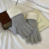 Thick Wool Cuff Knit Gloves Short Solid Color Soft Warm Gloves Autumn Winter Coldproof Versatile Split Finger Gloves