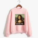 Sweatshirts Monday Mona Lisa Printed Hoodies Women Fleece Long Sleeve O Neck Loose Sweatshirt Girls Women Hoodie Pullovers Winter Autumn