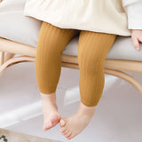 Little Girls Soft Ribbed Leggings - Stretchy Cotton Blend, Slim Fit, Solid Colors, Footless, Perfect for Everyday Style