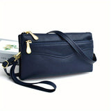 Multi Zipper Clutch Purse For Women, Solid Color Crossbody Bag, Fashion Handbags With Wristlet Wallet