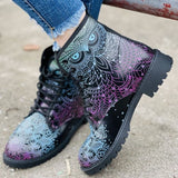 lovefery - Black Casual Patchwork Frenulum Printing Round Comfortable Out Door Shoes