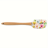 1pc Detachable Floral Print Silicone Spatula with Wooden Handle, Food-Safe Kitchen Baking Tool for Home Cooking, Assorted Designs