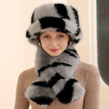 1/2pcs Winter Scarf Bucket Hat Set - Timeless Classic Design, Soft Faux Fur, Exceptionally Thick and Warm, Ultra-Fluffy, Plush Neck Warmer - Perfect for Women, Winter Season Use