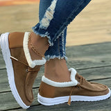 Womens Chic Canvas Loafers - Cozy Plush Lined, Comfortable Lace-Up Design, Classic Low Top - Perfect for Everyday Style