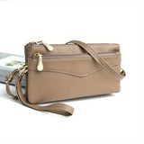 Multi Zipper Clutch Purse For Women, Solid Color Crossbody Bag, Fashion Handbags With Wristlet Wallet