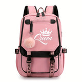 1pc Trendy Queen Print Backpack for Students - Spacious & Durable, Ideal for School and Casual Outings, with Padded Shoulder Straps for Comfort