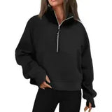 Yoga Scuba Half Zip Hoodie Jacket Designer Sweater Women's Define Workout Sport Coat Fitness Activewear Top Solid Zipper Sweatshirt Sports Gym Clothes