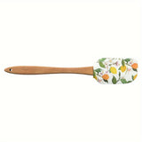 1pc Detachable Floral Print Silicone Spatula with Wooden Handle, Food-Safe Kitchen Baking Tool for Home Cooking, Assorted Designs