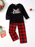 Matching Family Outfits, Merry Christmas Print Long Sleeve Family Top&Pants Set And Baby Romper Jumpsuit, Dad, Mom, Son, Daughter And Baby Matching Outfits